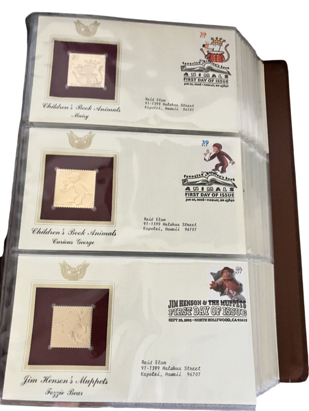 Jim Hensons Muppets & Childrens Book Animals First Day Covers Gold Stamps